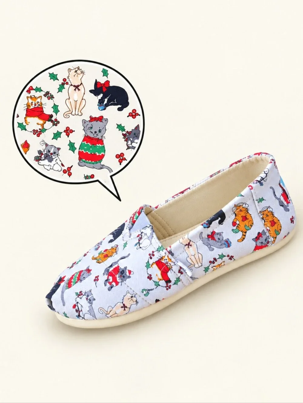 NWT TOMS Christmas Cats Slip-On Shoes – Kids 4/4.5 Women’s Size 6